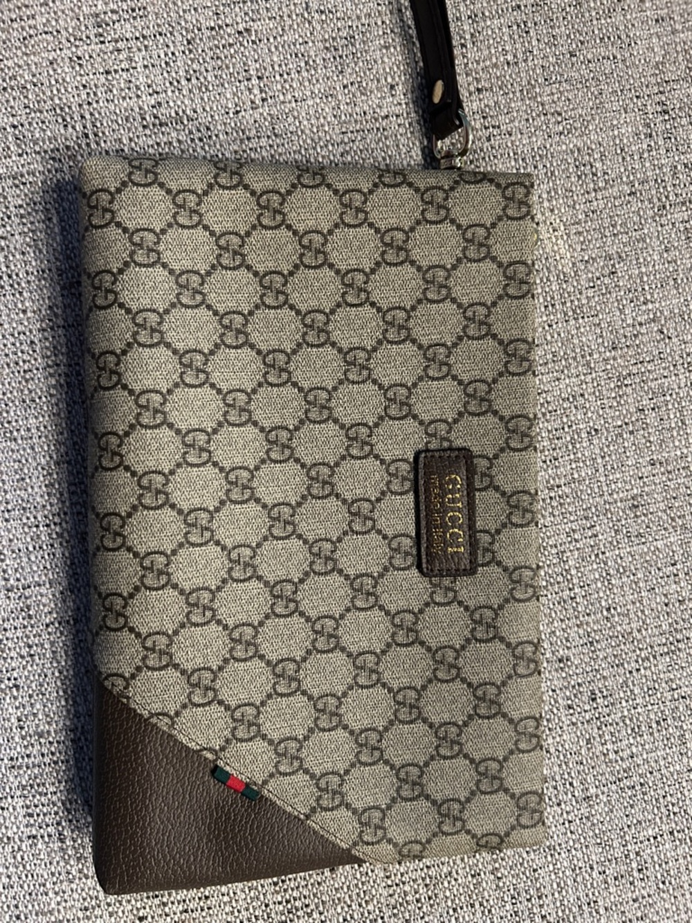 Monogram Canvas Wristlet Pouch in Beige and Brown